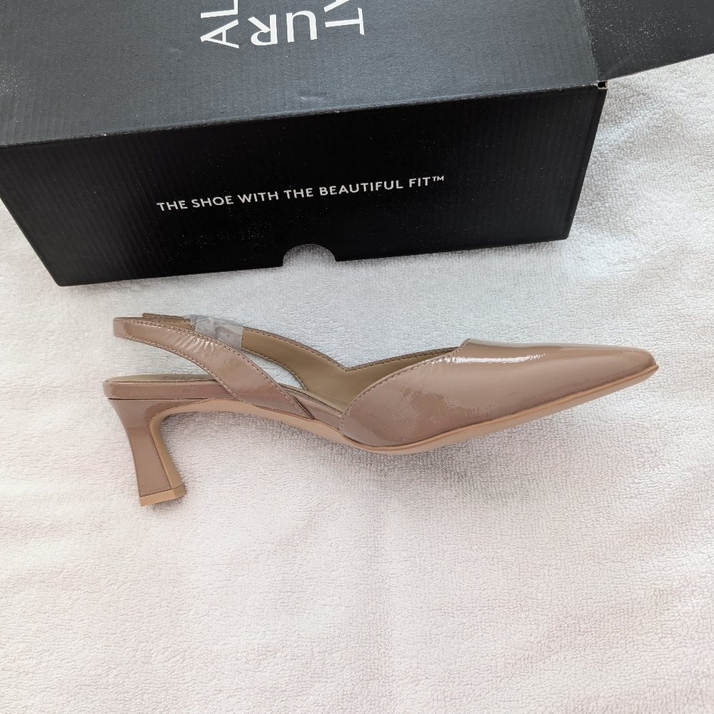 Women's Taupe Leather Sling Back Heels